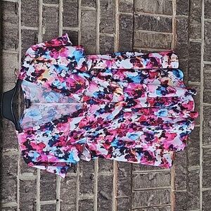 Torrid Colorful Georgette Twist Surplice Flutter Sleeve Blouse Size 1